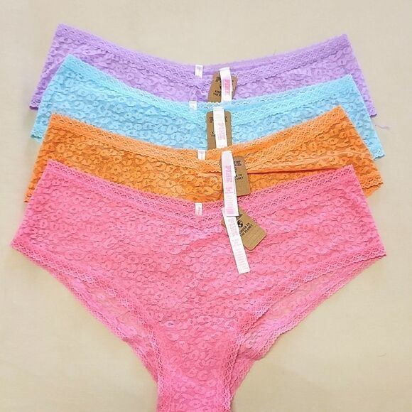 VICTORIA'S SECRET PINK Cheekster Lace Panty 4-Piece Bundle XL - Picture 2 of 7